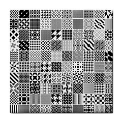 Black And White Geometric Patterns Tile Coaster