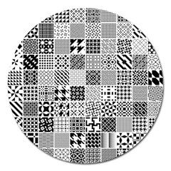 Black And White Geometric Patterns Magnet 5  (Round)