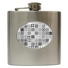 Black And White Geometric Patterns Hip Flask (6 oz)