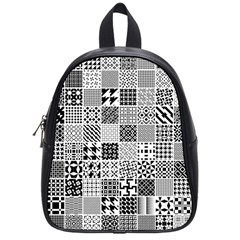 Black And White Geometric Patterns School Bag (Small)