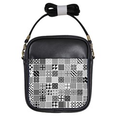 Black And White Geometric Patterns Girls Sling Bag