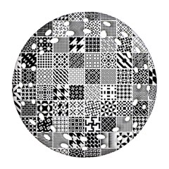 Black And White Geometric Patterns Round Filigree Ornament (Two Sides)