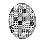 Black And White Geometric Patterns Oval Filigree Ornament (Two Sides) Front