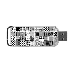 Black And White Geometric Patterns Portable USB Flash (One Side)