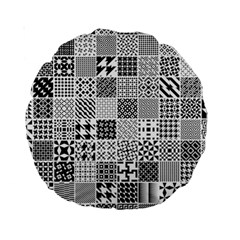 Black And White Geometric Patterns Standard 15  Premium Round Cushions