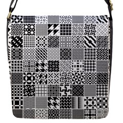 Black And White Geometric Patterns Flap Closure Messenger Bag (S)