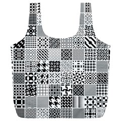 Black And White Geometric Patterns Full Print Recycle Bag (XL)