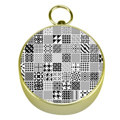 Black And White Geometric Patterns Gold Compasses