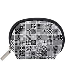 Black And White Geometric Patterns Accessory Pouch (Small)