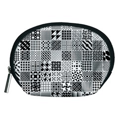 Black And White Geometric Patterns Accessory Pouch (Medium)