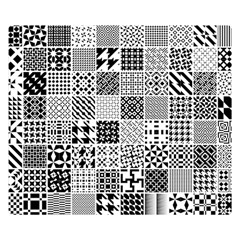 Black And White Geometric Patterns Two Sides Premium Plush Fleece Blanket (Small)