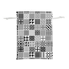 Black And White Geometric Patterns Lightweight Drawstring Pouch (M)