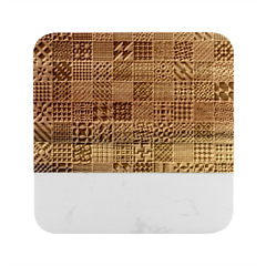 Black And White Geometric Patterns Marble Wood Coaster (Square)