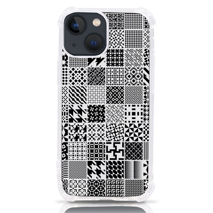 Black And White Geometric Patterns iPhone 13 mini TPU UV Print Case