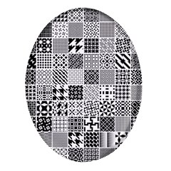 Black And White Geometric Patterns Oval Glass Fridge Magnet (4 Pack) by Bakwanart