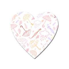 Weather Umbrella Rain Cloud Seamless Doodle Pattern Heart Magnet