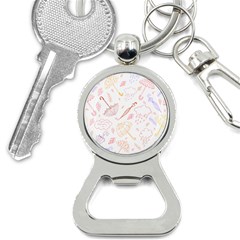 Weather Umbrella Rain Cloud Seamless Doodle Pattern Bottle Opener Key Chain by Bakwanart