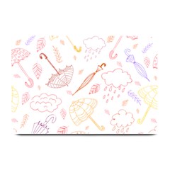 Weather Umbrella Rain Cloud Seamless Doodle Pattern Plate Mats by Bakwanart