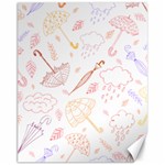 Weather Umbrella Rain Cloud Seamless Doodle Pattern Canvas 11  x 14  10.95 x13.48  Canvas - 1