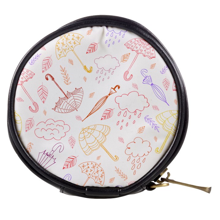 Weather Umbrella Rain Cloud Seamless Doodle Pattern Mini Makeup Bag