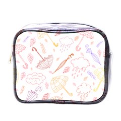 Weather Umbrella Rain Cloud Seamless Doodle Pattern Mini Toiletries Bag (one Side) by Bakwanart