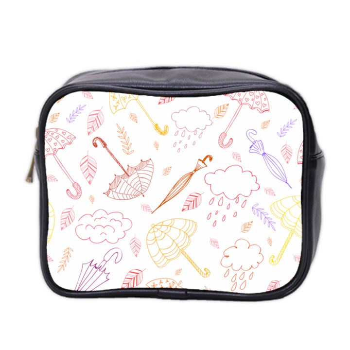 Weather Umbrella Rain Cloud Seamless Doodle Pattern Mini Toiletries Bag (Two Sides)