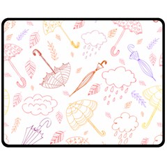 Weather Umbrella Rain Cloud Seamless Doodle Pattern Fleece Blanket (medium) by Bakwanart