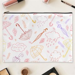 Weather Umbrella Rain Cloud Seamless Doodle Pattern Cosmetic Bag (xxxl) by Bakwanart