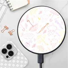 Weather Umbrella Rain Cloud Seamless Doodle Pattern Wireless Fast Charger(black) by Bakwanart