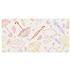 Weather Umbrella Rain Cloud Seamless Doodle Pattern Banner And Sign 8  X 4  by Bakwanart