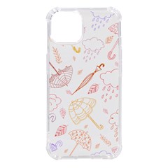 Weather Umbrella Rain Cloud Seamless Doodle Pattern Iphone 14 Tpu Uv Print Case