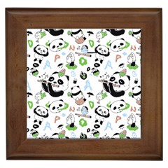 Giant Panda Bear Pattern Framed Tile by Bakwanart