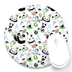 Giant Panda Bear Pattern Round Mousepad by Bakwanart