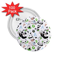 Giant Panda Bear Pattern 2 25  Buttons (100 Pack)  by Bakwanart