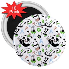 Giant Panda Bear Pattern 3  Magnets (10 Pack)  by Bakwanart