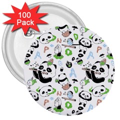 Giant Panda Bear Pattern 3  Buttons (100 Pack)  by Bakwanart