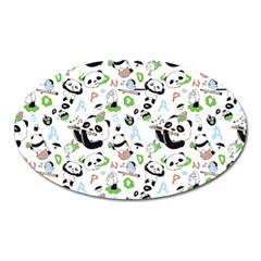 Giant Panda Bear Pattern Oval Magnet by Bakwanart