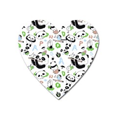 Giant Panda Bear Pattern Heart Magnet