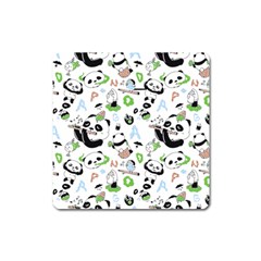 Giant Panda Bear Pattern Square Magnet by Bakwanart