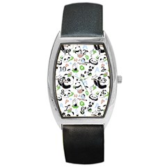 Giant Panda Bear Pattern Barrel Style Metal Watch by Bakwanart