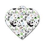 Giant Panda Bear Pattern Dog Tag Heart (Two Sides) Front