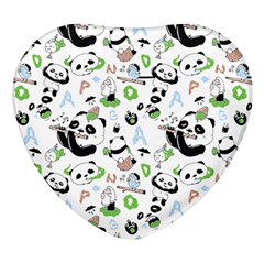 Giant Panda Bear Pattern Heart Glass Fridge Magnet (4 Pack) by Bakwanart