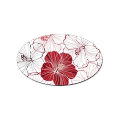 Red Hibiscus Flowers Art Sticker Oval (10 Pack) by Bakwanart