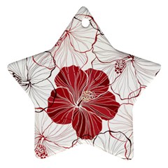 Red Hibiscus Flowers Art Star Ornament (two Sides)