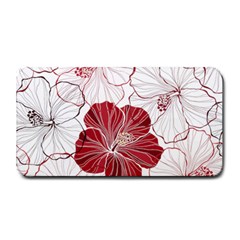 Red Hibiscus Flowers Art Medium Bar Mat by Bakwanart