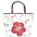 Red Hibiscus Flowers Art Bucket Bag Back