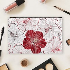 Red Hibiscus Flowers Art Cosmetic Bag (large) by Bakwanart