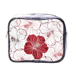 Red Hibiscus Flowers Art Mini Toiletries Bag (one Side) by Bakwanart