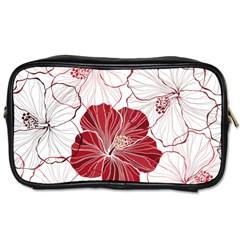 Red Hibiscus Flowers Art Toiletries Bag (one Side) by Bakwanart