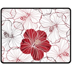 Red Hibiscus Flowers Art Fleece Blanket (medium) by Bakwanart